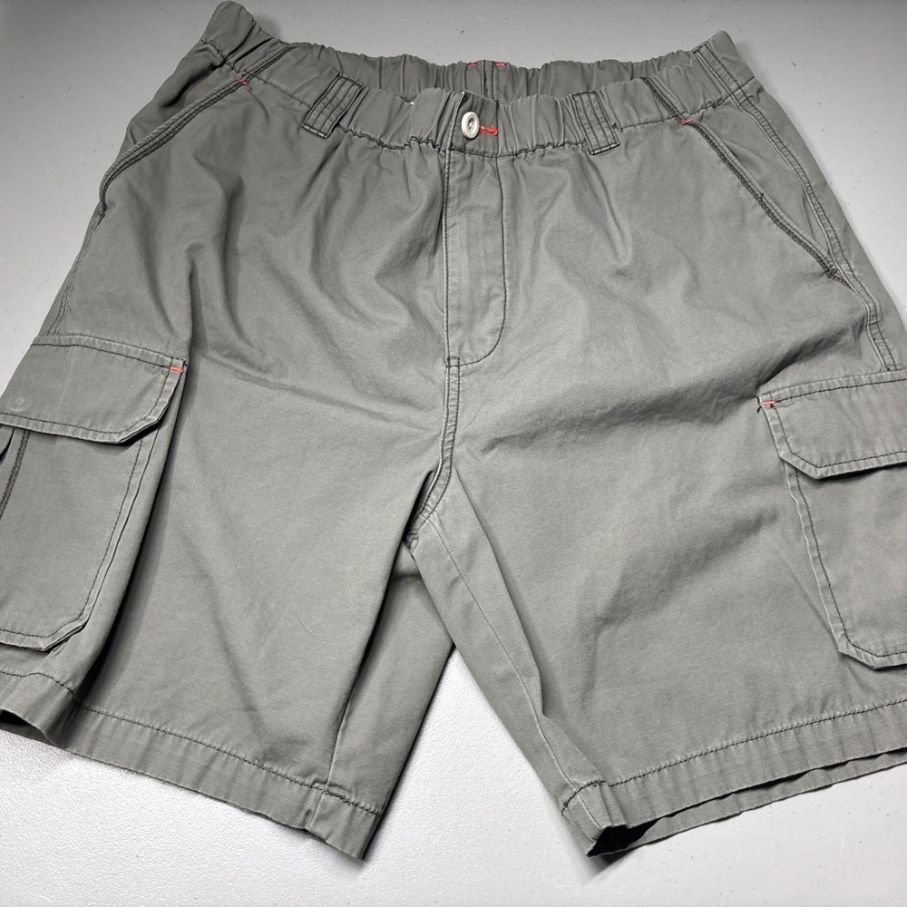Tommy Bahama Cargo Shorts Men L Green Cotton Canvas 9" Inseam Adjustable Waist